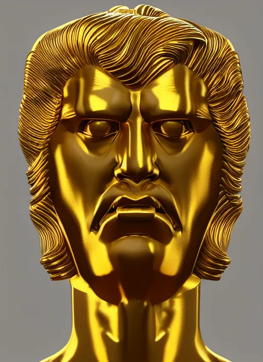Image similar to stylized gold onyx ornate statue bust made of marble of hercules, perfect symmetrical body, perfect symmetrical face, hyper realistic, hyper detailed, by johannen voss, by michelangelo, octane render, blender, 8 k, displayed in pure white studio room