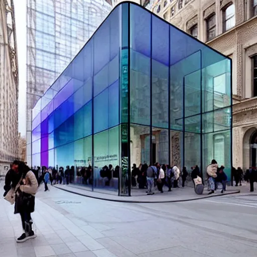 Prompt: (2030s Samsung Microsoft Apple flagship store muted colors.) by Jean-Baptiste Monge !!!!!!!!!!!!!!!!!!!!!!!!!!!