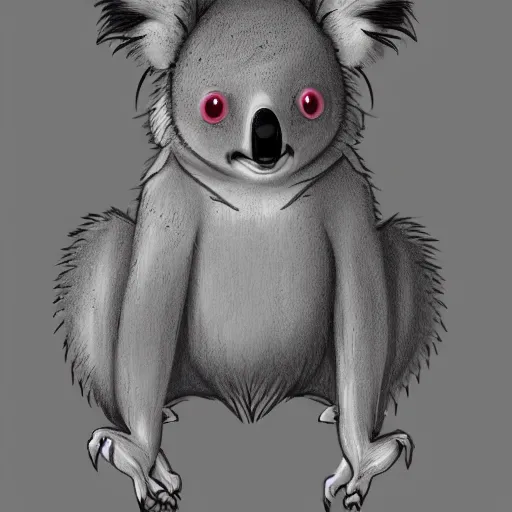 Image similar to a vampire koala, digital art, anime art style