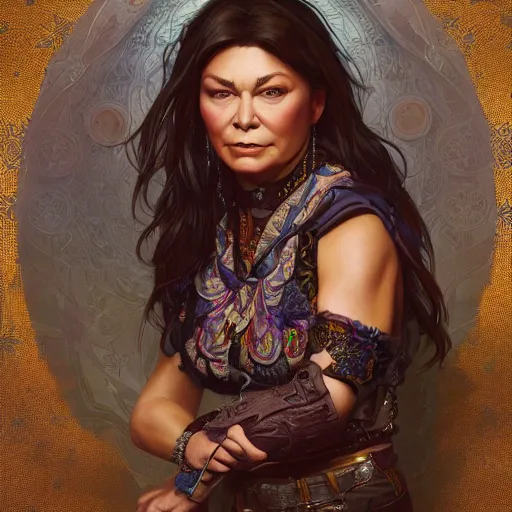 Image similar to roseanne barr, intricate, highly detailed, digital painting, trending on artstation, concept art, smooth, sharp focus, illustration, unreal engine 5, 8 k, art by artgerm and greg rutkowski and alphonse mucha