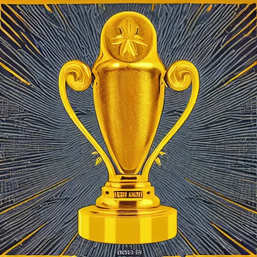 Prompt: a golden trophy, album art, cover art, poster, dramatic