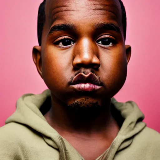 Image similar to the face of young kanye west wearing yeezy clothing at 1 3. 5 years old, portrait by julia cameron, chiaroscuro lighting, shallow depth of field, 8 0 mm, f 1. 8