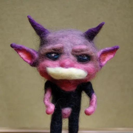 Image similar to a needle felted goblin, needle felting art.