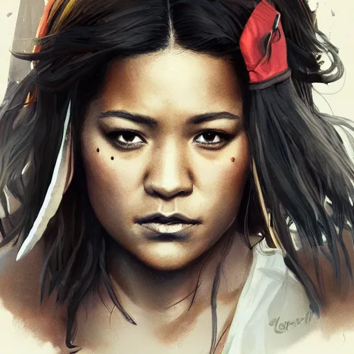 Prompt: gina rodriguez as a pirate, digital illustration, by artgerm and greg rutkowski,