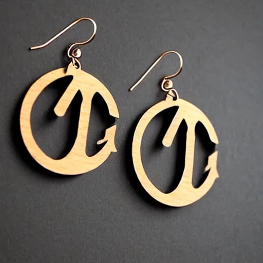 Image similar to 2 d wood lasercut earrings, mystical symbols, 8 k, hd, trending on amazon on artstation, trending on deviantart, trending on etsy, epic digital art