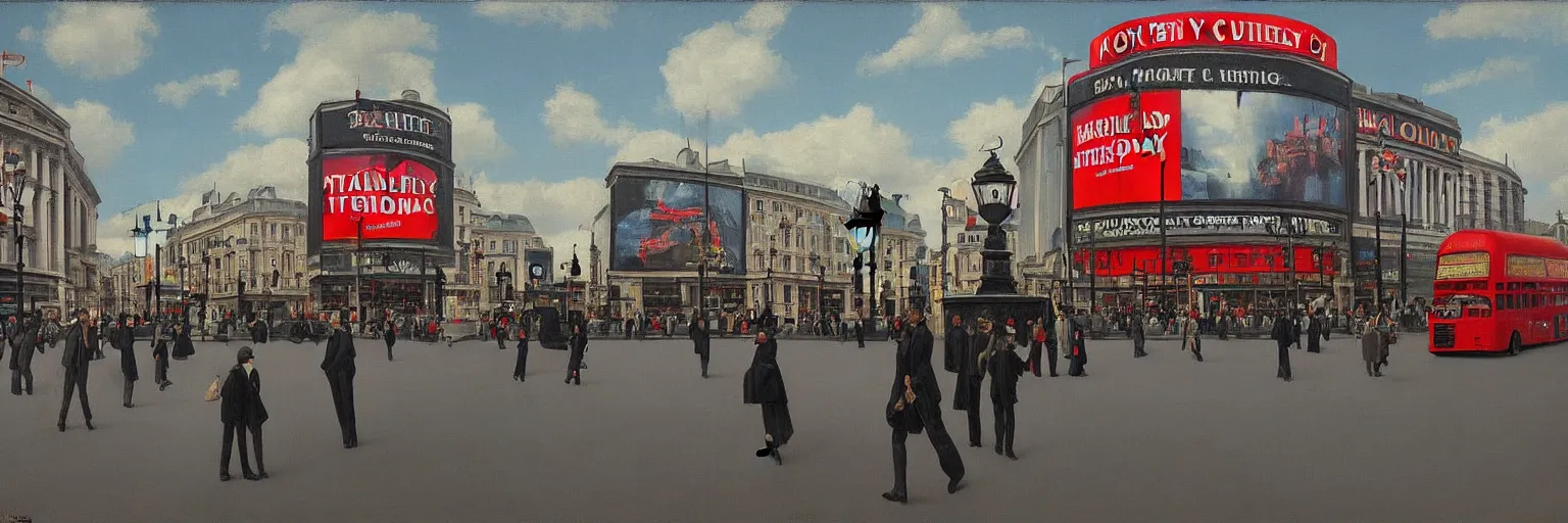 Image similar to piccadilly circus london painting magritte