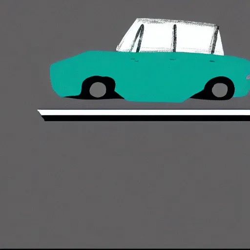 Prompt: a car, sea green palette, sketch, graphical, flat