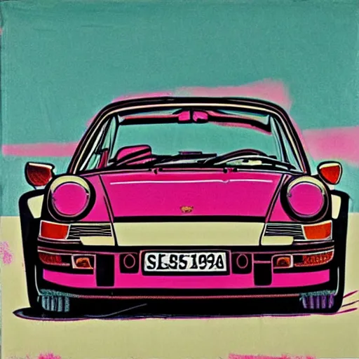 Prompt: a porsche 9 1 1 in the style of andy warhol