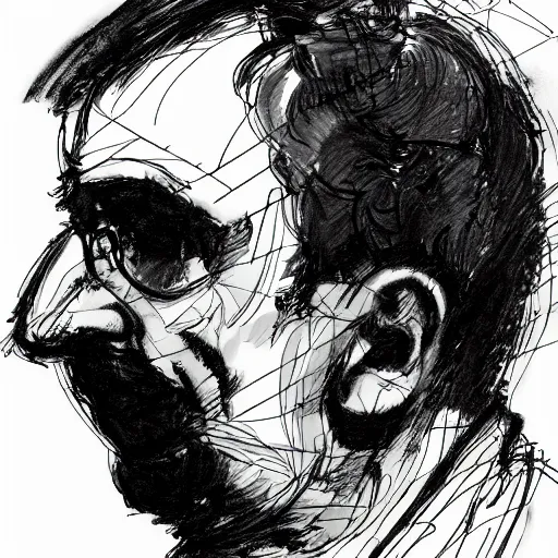 Image similar to a realistic yet scraggly portrait sketch of the side profile of a stern and sophisticated david baszucki, trending on artstation, intricate details, in the style of frank auerbach, in the style of sergio aragones, in the style of martin ansin, in the style of david aja, in the style of mattias adolfsson