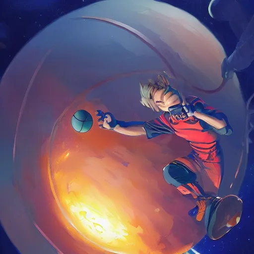 Prompt: a leather basketball comet zipping through space, hyper realistic, 8 k, behance hd artstation by jesper ejsing by rhads, makoto shinkai and lois van baarle, ilya kuvshinov, ossdraws