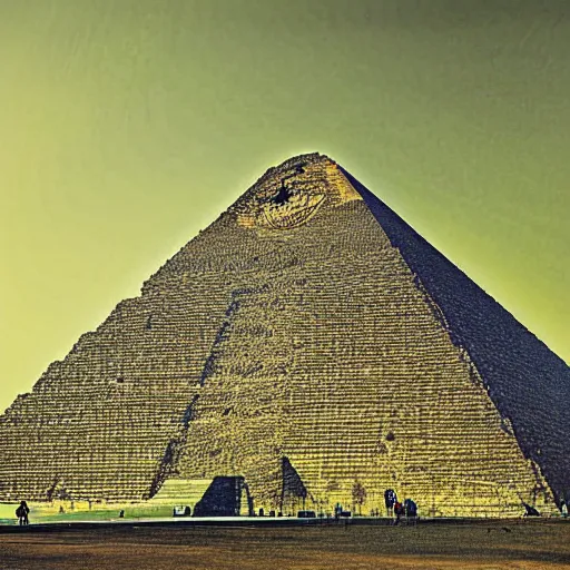Prompt: alien flying saucer landing on ziggurat pyramid photograph photo color