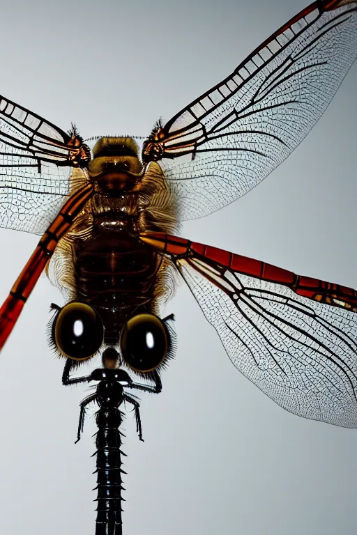 Prompt: a macro photograph of a cyborg dragonfly by adam gor, by javier ruperez, 8 k