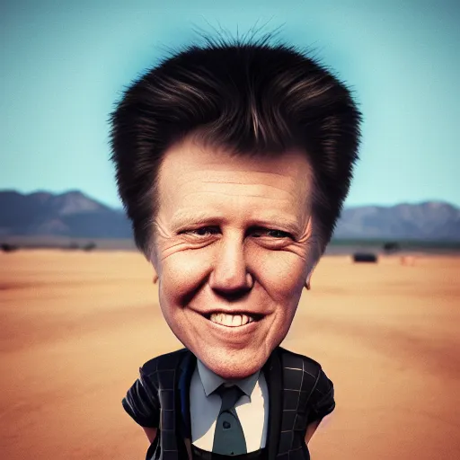 Image similar to centered detailed portrait of a caricature of Gary Busey by Alina Ivanchenko,Alessio Albi and Shin JeongHo, shot on 70mm, unreal engine