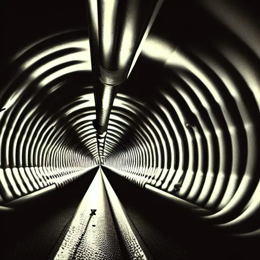 Image similar to a tunnel of pipes and tubes, stretching out into an infinite abyss, dark atmosphere, horror, unsettling, 4 k, high definition,