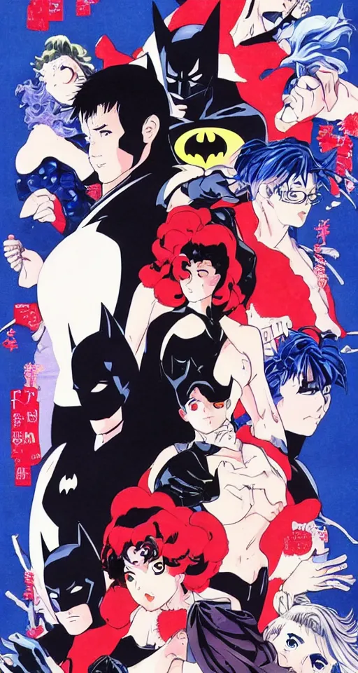 Prompt: Batman and incredibly powerful Anime Girl, created by Hideaki Anno + Katsuhiro Otomo +Rumiko Takahashi, Movie poster style, box office hit, a masterpiece