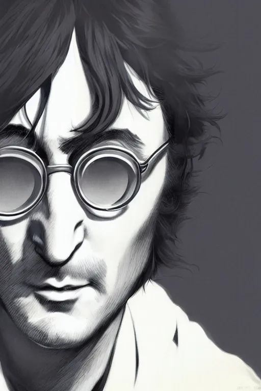 Image similar to john lennon, manga cover art, detailed color portrait, artstation trending, 8 k, greg rutkowski