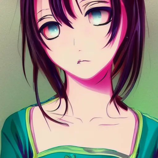 Image similar to it's an anime style portrait of megumi noda. she's kawaii, and virtually drawn in manga / anime style.