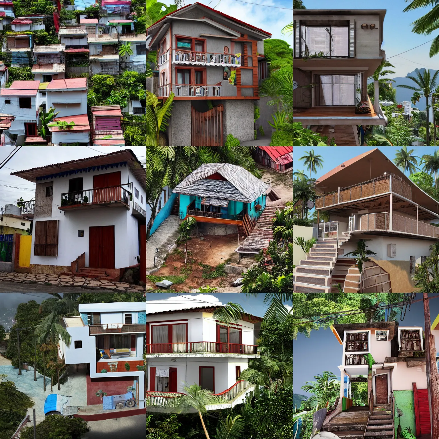 Prompt: rio de janeiro house. the house is in a favela. extremely detailed. by robert macdonald, hyper - realistic, 8 k