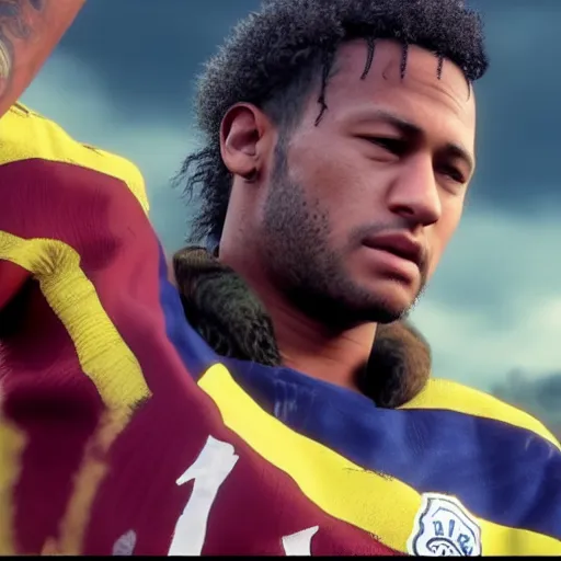 Image similar to Film still of Neymar, from Red Dead Redemption 2 (2018 video game)