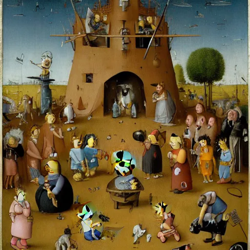 Image similar to the simpsons by hieronymus bosch