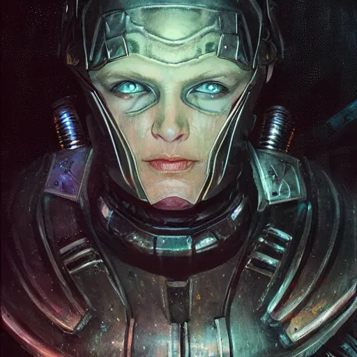 Image similar to the eldritch void knight as a realistic d & d scifi cyberpunk knight, closeup portrait art by donato giancola and greg rutkowski, vintage retro scifi, realistic face, digital art, trending on artstation, symmetry!!