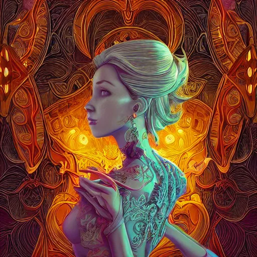 Image similar to the most ridiculously beautiful and elegant woman ever imaginable, an ultrafine detailed illustration by james jean, final fantasy, intricate linework, bright colors, behance contest winner, vanitas, angular, altermodern, unreal engine 5 highly rendered, global illumination, radiant light, detailed and intricate environment