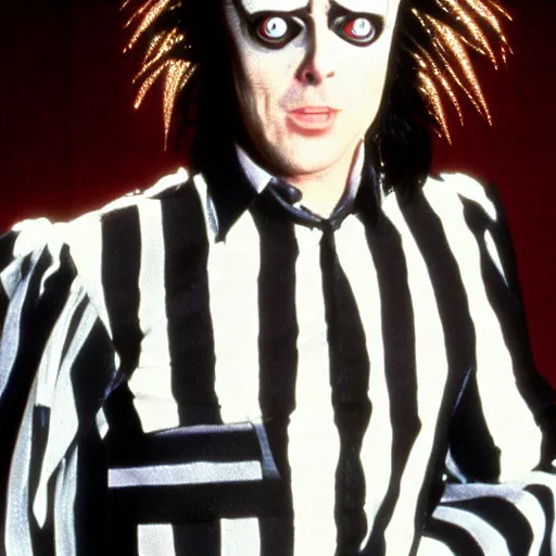 Prompt: Michael Keaton as Beetlejuice from the movie Beetlejuice