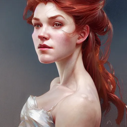 Prompt: A full portrait of Mary Jane Watson, intricate, elegant, highly detailed, digital painting, artstation, concept art, smooth, sharp focus, illustration, art by Krenz Cushart and Artem and bouguerea Demura and alphonse mucha
