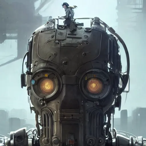 Prompt: a highly detailed epic cinematic concept art CG render digital painting artwork: dieselpunk man morphing into a machine. By Greg Rutkowski, Ilya Kuvshinov, WLOP, Stanley Artgerm Lau, Ruan Jia and Fenghua Zhong, trending on ArtStation, subtle muted cinematic colors, made in Maya, Blender and Photoshop, octane render, excellent composition, cinematic atmosphere, dynamic dramatic cinematic lighting, precise correct anatomy, aesthetic, very inspirational, arthouse