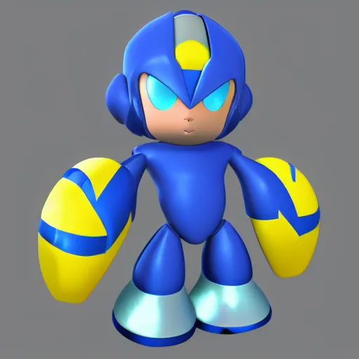 Prompt: 3d render of Mega Man