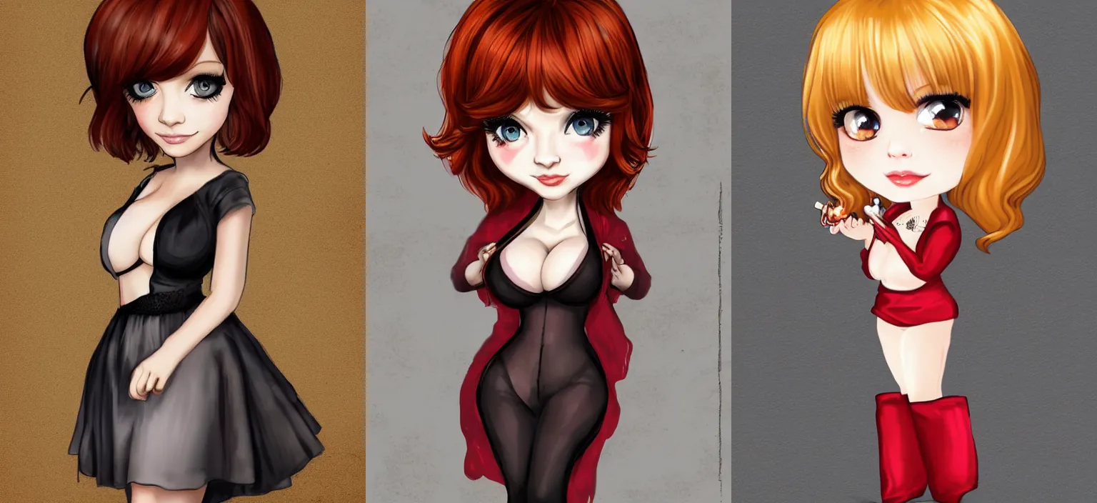 Prompt: chibi Christina Hendricks, WLOP