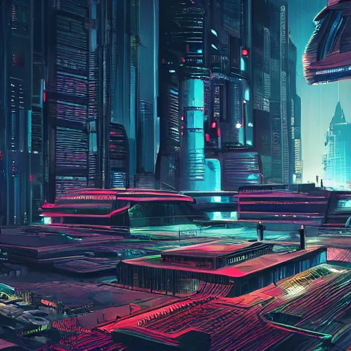 Image similar to a futuristic cyberpunk version of persepolis