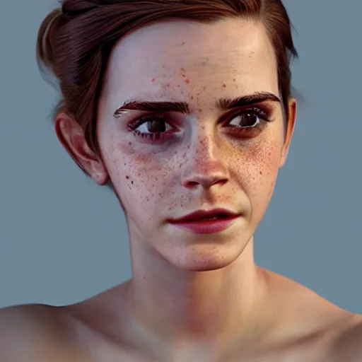 Image similar to textured film grain freckled face scatches and smudges emma watson as a pixar character cgsociety octane render unreal engine redshift render trending on artstation trending on artstation render blender behance cg superhero