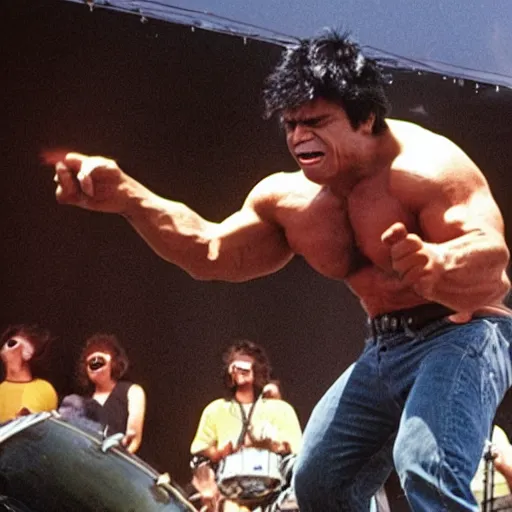 Image similar to hulk performing at woodstock