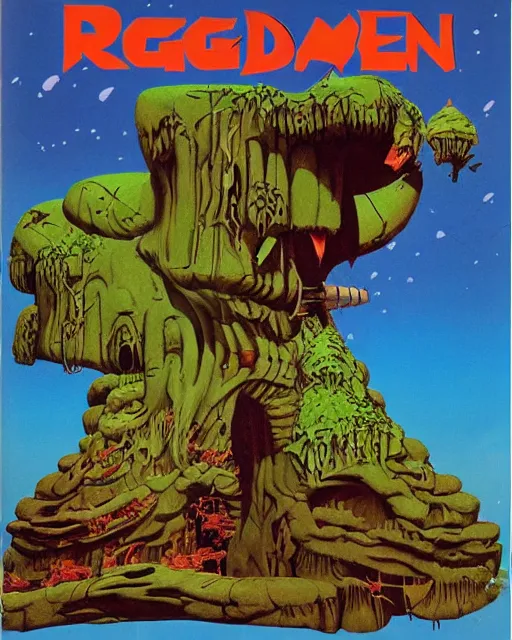 Prompt: videogame cover art by roger dean