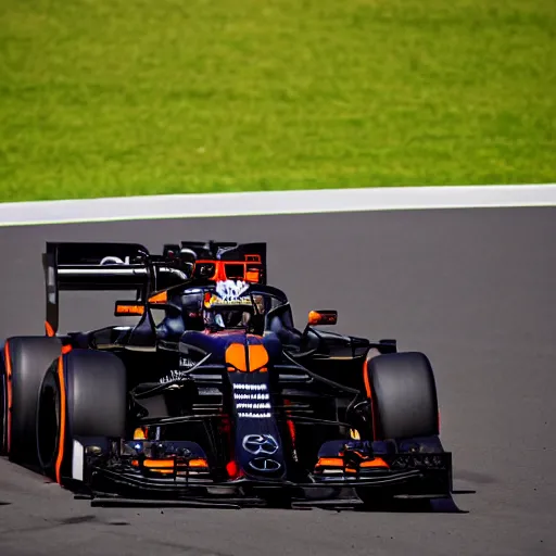 Image similar to close up of max verstappen wearing black mercedes amg overall, great photography, ambient light,