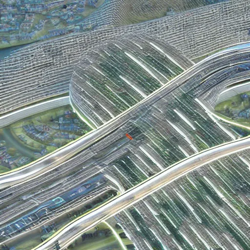 Image similar to Smart, Innovative & Sustainable City With Invisible Infrastructure and Urban Development neom linear city mirror wall highway roads desert futuristic aerial view