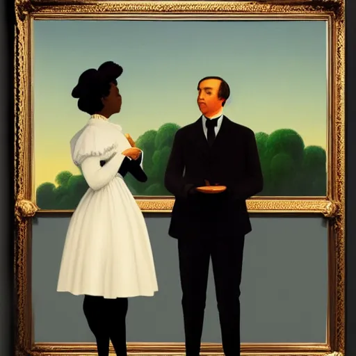 Image similar to French-Black-Royalty giving a speech by Raphael, Hopper, and Rene Magritte. detailed, romantic, enchanting, trending on artstation.