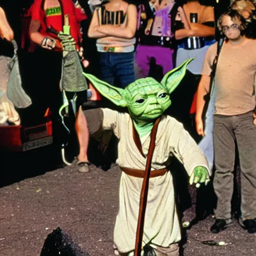 Image similar to yoda performing at woodstock