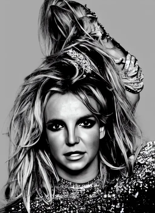 Image similar to britney spears styled by nick knight, posing, style, vogue magazine, highly realistic. high resolution. highly detailed. dramatic. 8 k. 4 k.