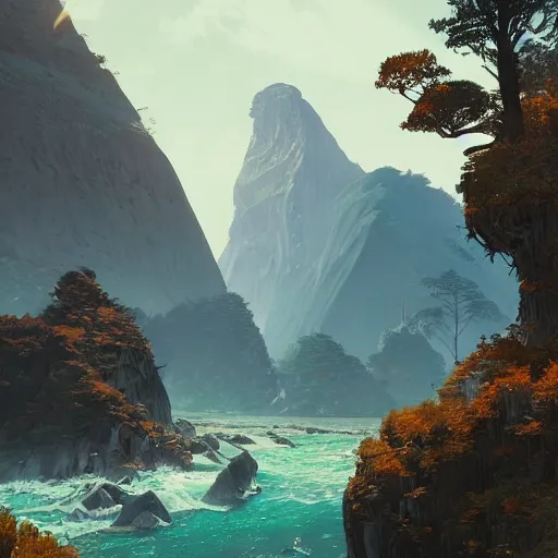 Image similar to highly detailed 🏞🌋, in gta v, stephen bliss, unreal engine, fantasy art by greg rutkowski, loish, rhads, ferdinand knab, makoto shinkai and lois van baarle, ilya kuvshinov, rossdraws, tom bagshaw, global illumination, radiant light, detailed and intricate environment