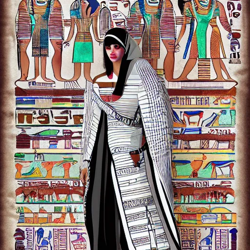 Image similar to egyptians wearing modern day clothes, digital art