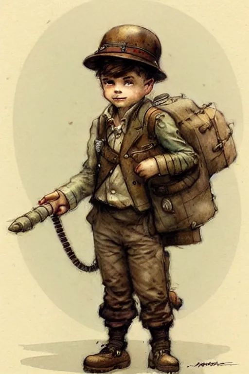 Image similar to (((((1950s steampunk adventurer boy inventer explorer . muted colors.))))) by Jean-Baptiste Monge !!!!!!!!!!!!!!!!!!!!!!!!!!!