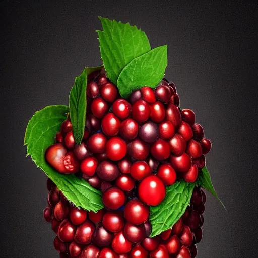 Image similar to ultra detailed two halle berry shaped exactly like berries on a tree duplicate rendered by octane digital painting inspired by arcimboldo