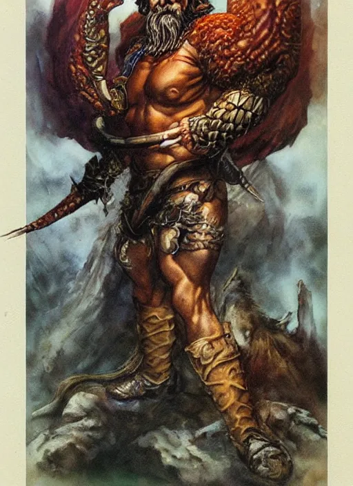 Image similar to portrait of strong grizzled male god of the hunt, iron crown, claw scarsstrong line, deep color, beautiful! coherent! by boris vallejo, by brian froud