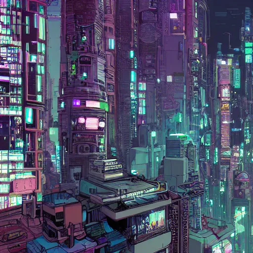 OC] Panopticon Overview - Animated cyberpunk city for ultrawide