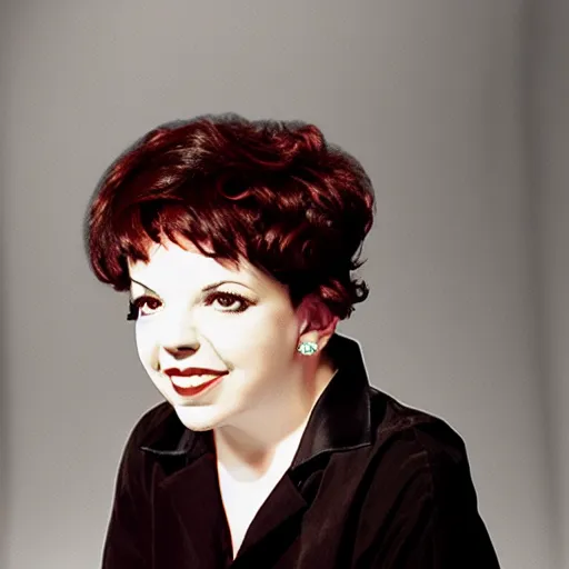 Prompt: photographic portrait of a hybrid of dena miceli and judy garland aged 2 2, with a fringe, 8 k
