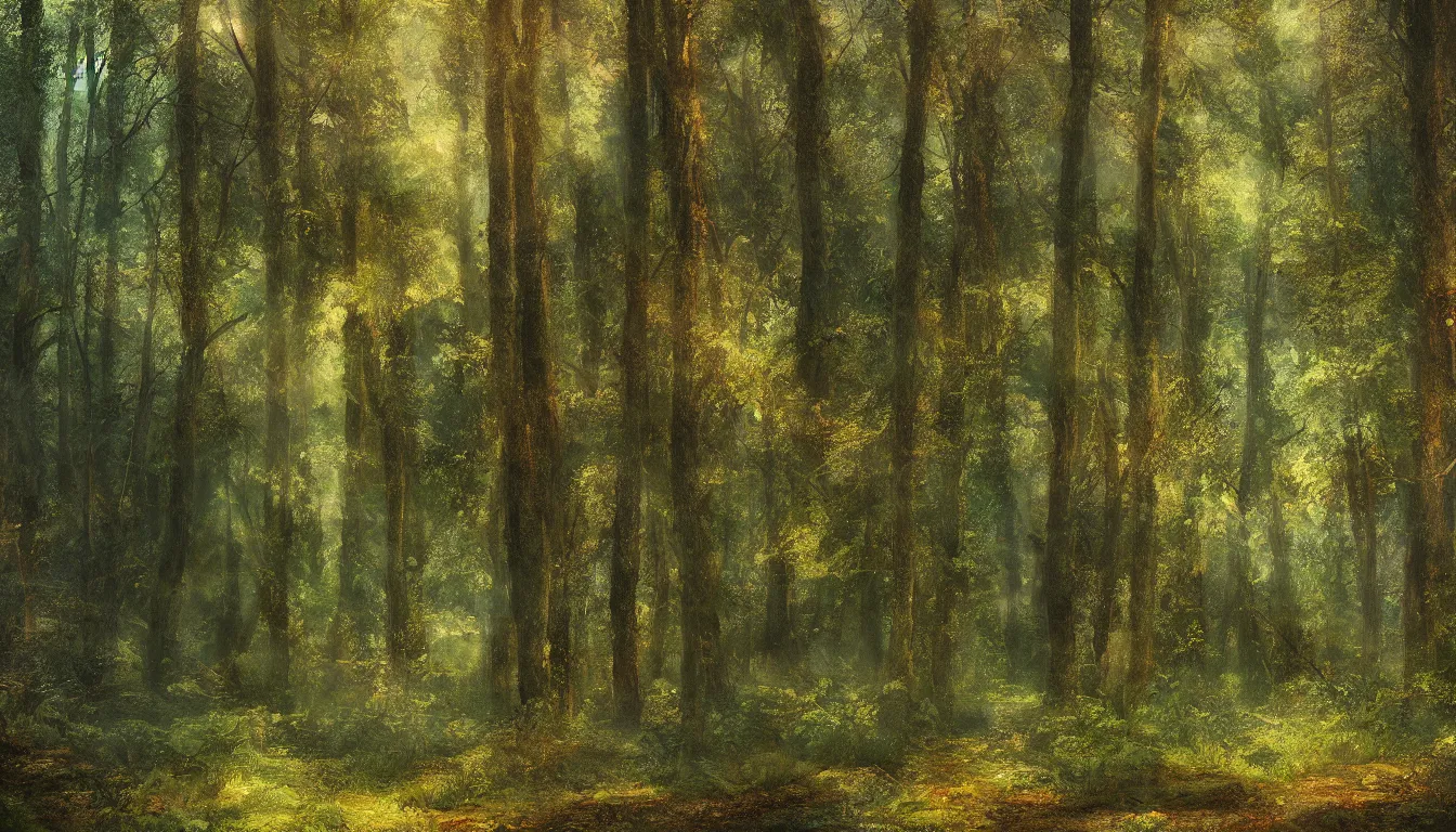 Image similar to a clearing in a forest, digital art, highly detailed, realistic, bright colors, 8 k, trending on artstation, studio lighting