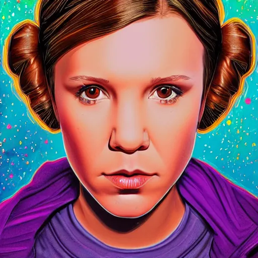 Image similar to portrait of millie bobby brown or carrie fisher by greg ruthkowski