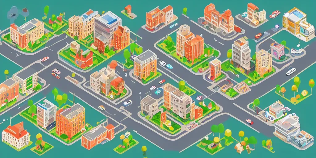 Image similar to cute isometric city